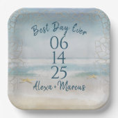 Ocean Waterverf and Starfish Wedding Papieren Bordje (Voorkant)