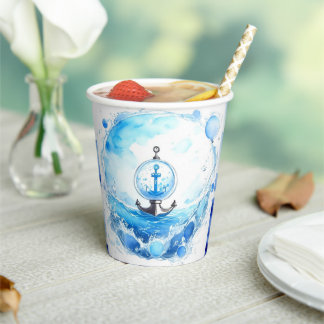 Ocean Waterverf Delight: Jongen Baby shower Papieren Bekers