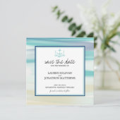 Ocean Waterverf Monogram Anchor sparen de Datum Save The Date (Staand voorkant)