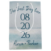 Ocean Waterverf Wedding Date Medium Cadeauzakje (Voorkant)