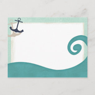 Ocean Wave Achors Nautical Post Card Briefkaart