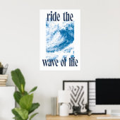 Ocean Wave Art Print Indigo Hokusai Style Surf (Thuiskantoor)