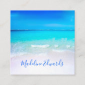 Ocean Wave Beach Blue Scene Modern Monogram Square Vierkante Visitekaartje (Voorkant)