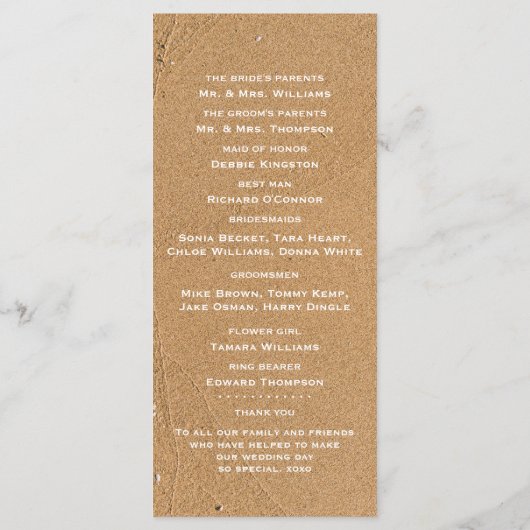 Ocean Wave, Beach Wedding Program Programma (Achterkant)