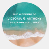 Ocean Wave, Beach Wedding Ronde Sticker (Voorkant)