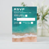 Ocean Wave, Beach Wedding RSVP Kaartje (Staand voorkant)