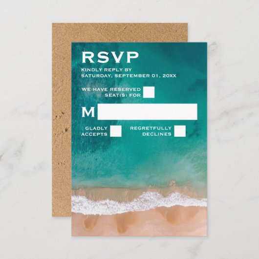 Ocean Wave, Beach Wedding RSVP Kaartje (Voorkant / Achterkant)