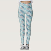 Ocean Wave Blue Grey Leggings (Devant)