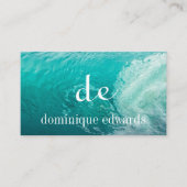 Ocean Wave Blue Modern Monogram Stijlvol Visitekaartje (Voorkant)