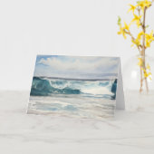 Ocean Wave Blue Tones Beach Art Notecard Kaart (Gele Bloem)