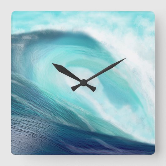 Ocean Wave Clock Vierkante Klok (Voorkant)