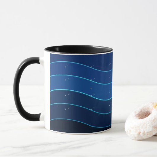 Ocean Wave Coffee Mug | Deep Blue Sea Waves (Avec donut)