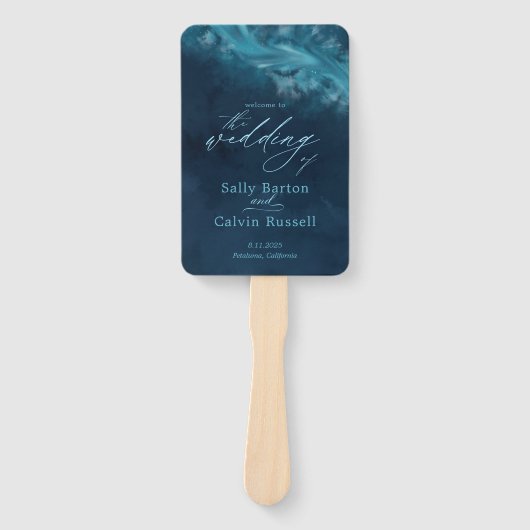Ocean Wave Custom Wedding Hand Fan Program Handwaaier (Voorkant)