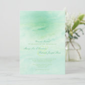 Ocean Wave : Faire-part de mariage vert de mer (Debout devant)