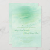 Ocean Wave : Faire-part de mariage vert de mer (Devant / Derrière)