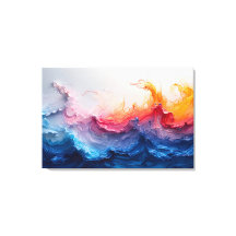 Ocean Wave Fluid Art Sunset Glow Abstract