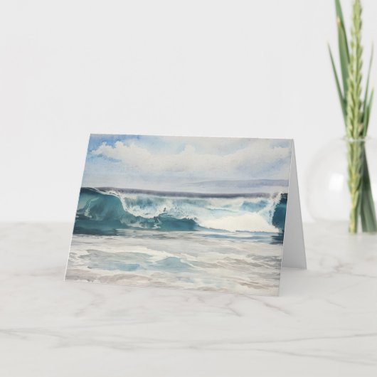 Ocean Wave Jolie Blue Tones Beach Art Carte pour n (Devant)