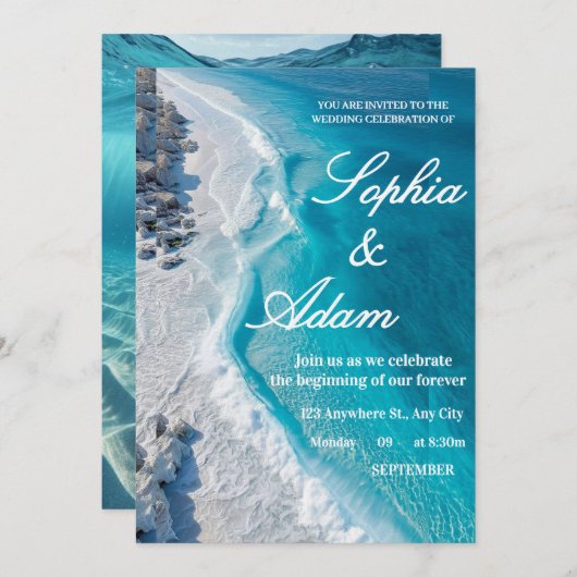 Ocean Wave Luxury Invitation (Devant / Derrière)
