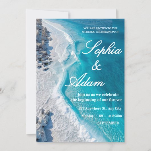 Ocean Wave Luxury Invitation Save The Date (Voorkant)