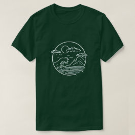 Ocean Wave Mountain Moon T-shirt