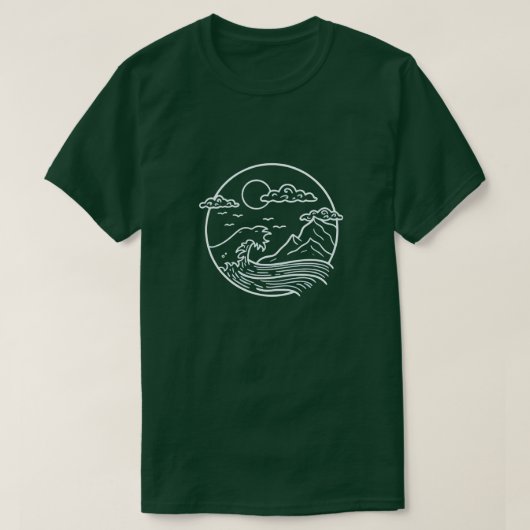 Ocean Wave Mountain Moon T-shirt (Design voorkant)