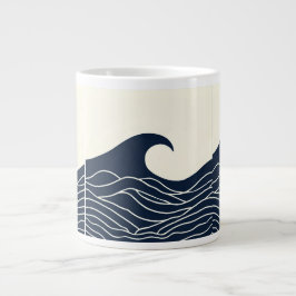 Ocean Wave Silhouette Coastal Mug Extra Grote Beker