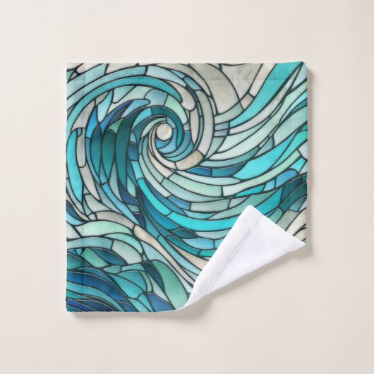 Ocean Wave Spiraal Mozaïek Bad Handdoek (Wasdoekje)