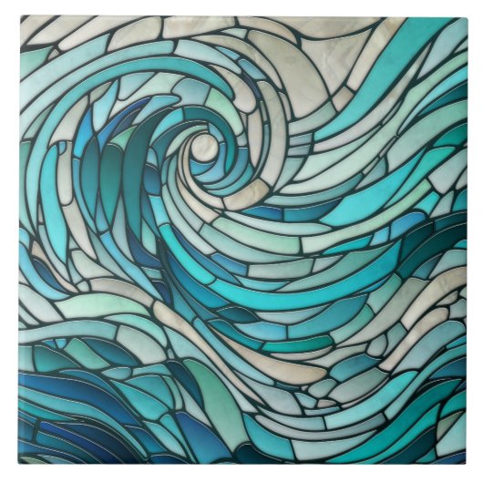 Ocean Wave Spiraal Mozaïek Tegeltje (Voorkant)