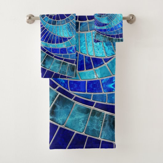 Ocean Wave Spiral mozaïek kunst Bad Handdoek (Insitu)