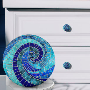 Ocean Wave Spiral mozaïek kunst Keramische Knop