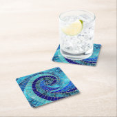 Ocean Wave Spiral mozaïek kunst Vierkante Kartonnen Onderzetter (Insitu)