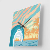 Ocean Wave Summer Clock Vierkante Klok (Hoek)