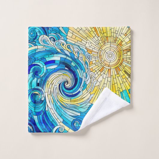 Ocean Wave Sun mosaïque art (Gant de toilette)