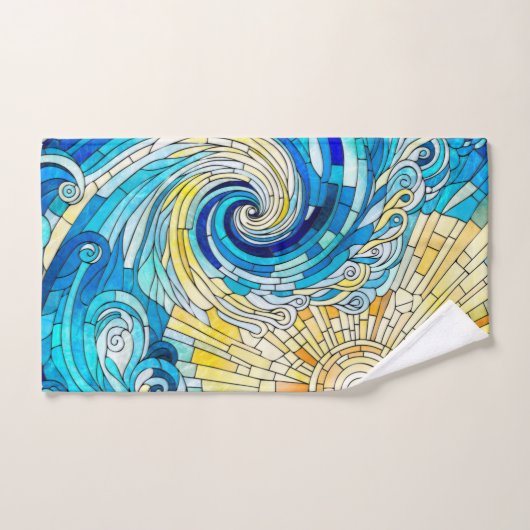 Ocean Wave Sun mosaïque art (Serviette à main)