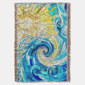 Ocean Wave Sun mozaïek kunst Deken (Voorkant Verticaal)