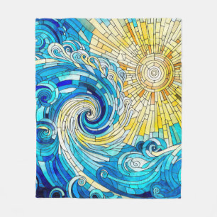 Ocean Wave Sun mozaïek kunst Fleece Deken