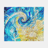 Ocean Wave Sun mozaïek kunst Fleece Deken (Voorkant (Horizontaal))