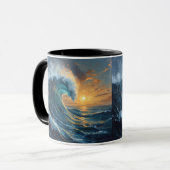 Ocean Wave Sunset Art – Abstract Sea Design  Mok (Voorkant links)