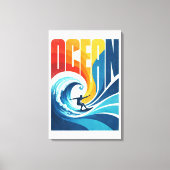 OCEAN Wave Surfer – Retro Surf Lifestyle Art Canvas Afdruk (Voorkant)
