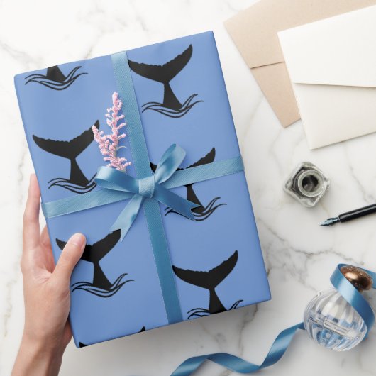 Ocean Wave Whale Tail Silhouette Cadeaupapier (Geschenken)