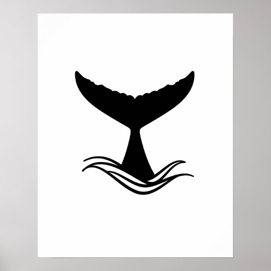 Ocean Wave Whale Tail Silhouette Poster (Voorkant)