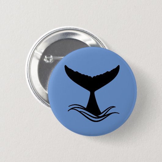 Ocean Wave Whale Tail Silhouette Ronde Button 5,7 Cm (Voorkant /achterkant)