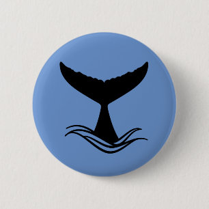 Ocean Wave Whale Tail Silhouette Ronde Button 5,7 Cm