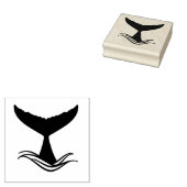 Ocean Wave Whale Tail Silhouette Rubberstempel (Gestempeld)