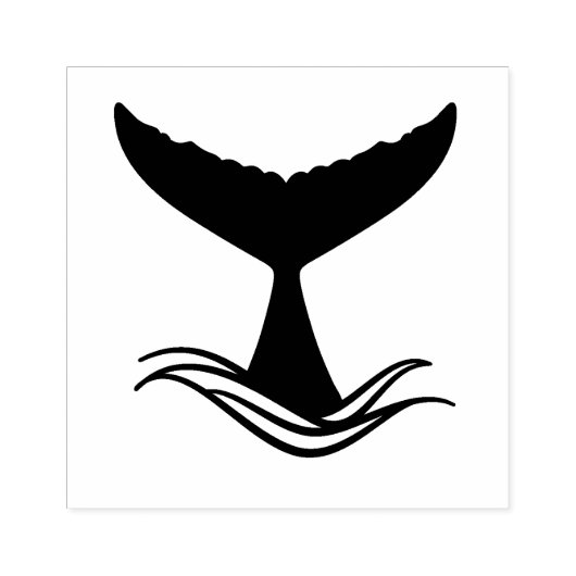 Ocean Wave Whale Tail Silhouette Rubberstempel (Afrduk)