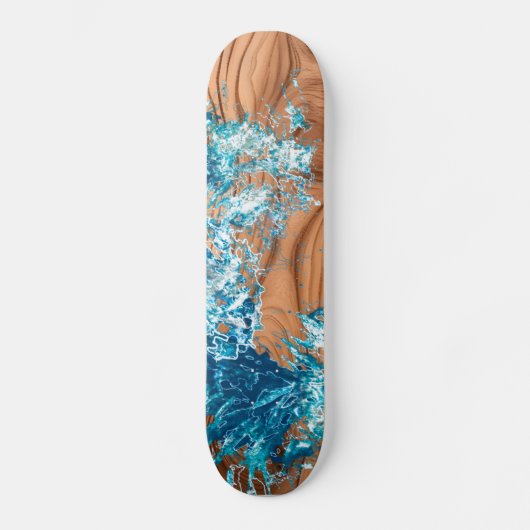 Ocean Wave Wood Stijl Accent Skateboard (Voorkant)