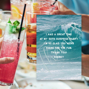 Ocean Wave Zijn Verjaardag Dank u Bericht Kaart