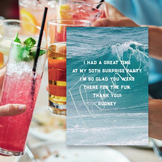 Ocean Wave Zijn Verjaardag Dank u Bericht Kaart
