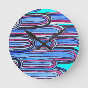 Ocean Waves aqua blauw patroon Ronde Klok