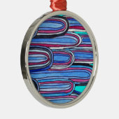 Ocean Waves aquablauw patroon Metalen Ornament (Rechts)